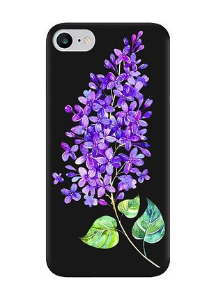 Матовый чехол с черными боками на iphone 7/8 :: веточка сирени (принт 280)