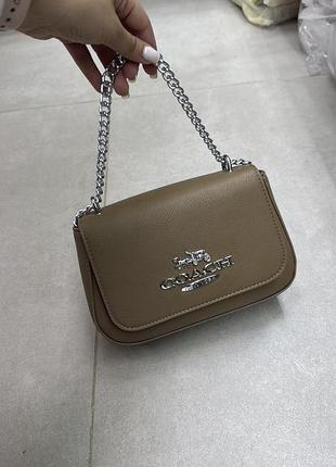 Женская сумка coach, сумка коач, брендовая сумка, сумка на плечо, сумка через плечо, клатч коричневый
