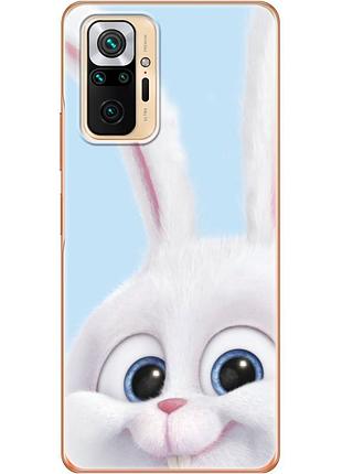 Чехол силиконовый с картинкой на xiaomi redmi note 10 pro (кролик снежок)