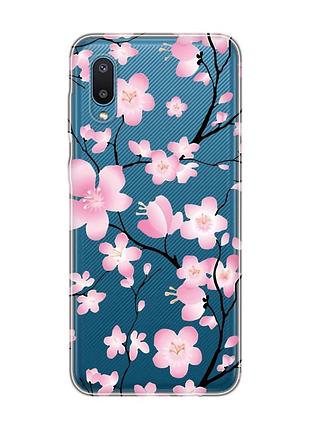 Прозрачный чехол на samsung galaxy a02/a022 (2021) :: цветущая сакура (принт 282)