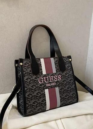 Женская сумка guess, сумка гесс, сумка через плечо, cross body, шоппер, кросс боди, маленькая сумка черный