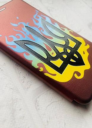 Чехол-книжка с рисунком на xiaomi redmi note 7/ redmi note 7 pro бордовый тризуб пламя (принт 257) 2