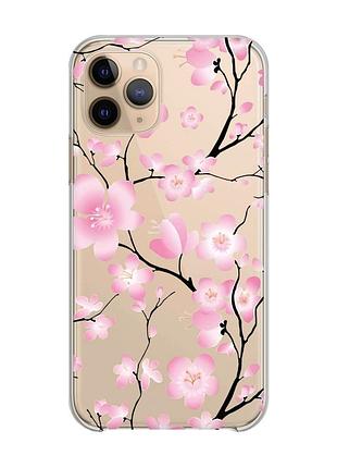 Прозрачный чехол на apple iphone 11 pro (5,8) :: цветущая сакура (принт 282)