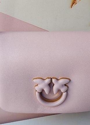 Жіноча шкіряна сумка pinko love bag, сумка пінко крос боді в кольорах, сумка пінко через плече пудра