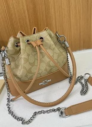 Жіноча сумка coach у кольорах, сумка коач, сумочка coach, крос-боді, сумка через плече, крос-боді світло-коричневий
