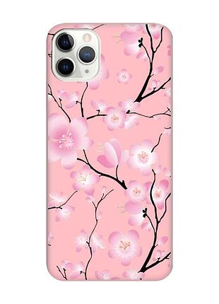 Матовый чехол на iphone 11 pro (5.8) розовый :: цветущая сакура (принт 282)