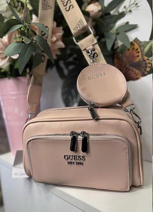Женская брендовая сумка guess, сумка гесс, сумка через плечо, сумка с монетницей, кросс боди