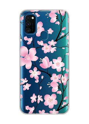 Прозрачный чехол на samsung galaxy m30s/м21 :: цветущая сакура (принт 282)