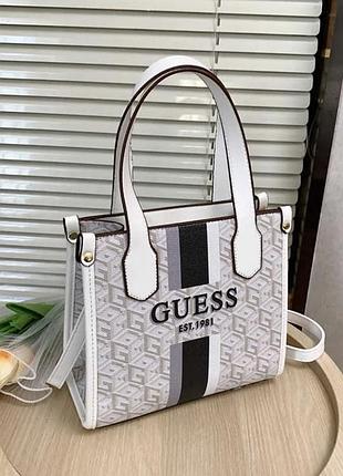 Женская сумка guess, сумка гесс, сумка через плечо, cross body, шоппер, кросс боди, маленькая сумка молочный