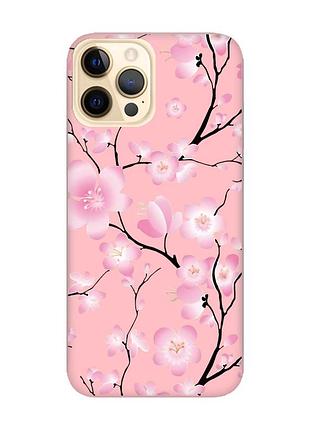 Матовый чехол на apple iphone 12 pro max розовый :: цветущая сакура (принт 282)