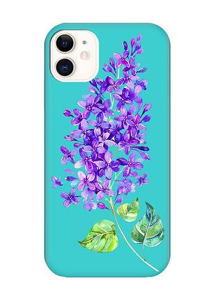 Матовый чехол с бирюзовыми боками на apple iphone 11 (6.1) :: веточка сирени (принт 280)