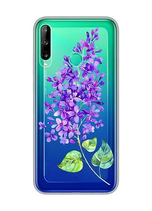 Прозрачный чехол для huawei р40 lite e / y7p :: веточка сирени (принт 280)