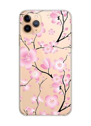 Прозрачный чехол на apple iphone 11 pro max (6,5) :: цветущая сакура (принт 282)