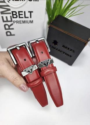 Женский кожаный ремень guess пряжка серебро, ремень гесс 3 см, брендовый ремень