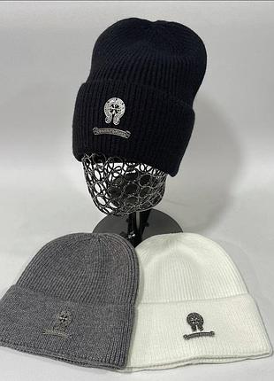 Кашемировая шапка chrome hearts в расцветках, шапка хром хартс лопата, шапка зимняя, шапка лопата