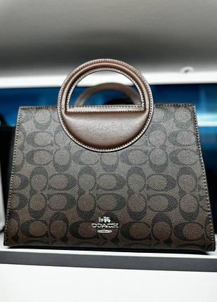 Женская сумка coach, сумка коач, сумка шоппер, модная сумка, офисная сумка, shopper, шопер темно-коричневый