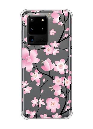 Чехол с утолщёнными углами для samsung galaxy s20 ultra :: цветущая сакура (принт 282)