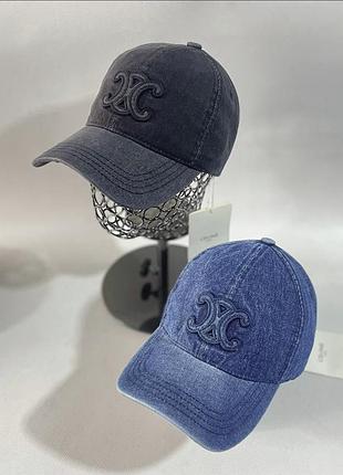 Джинсова кепка celine, кепка селін, брендова бейсболка селін, бейсболка celine, кепка джинс