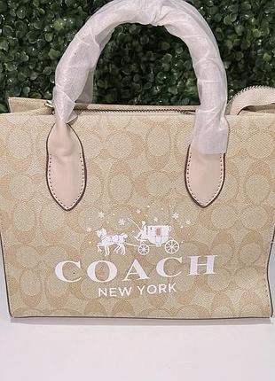 Женская сумка coach satchel, сумка коач, сумка шоппер, модная сумка. офисная сумка, shopper, шопер молочный