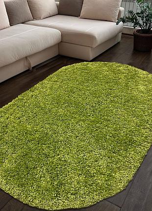 Килим із довгим ворсом 2.0x3.0 м super lux shaggy. green 6365a овальний