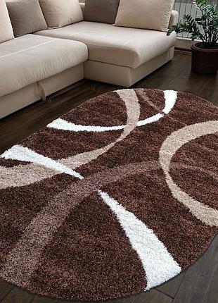 Килим із довгим ворсом 2,0x3,0 м super lux shaggy dark brown 7368а овальний