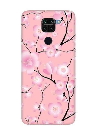 Матовый чехол на xiaomi redmi note 9 розовый :: цветущая сакура (принт 282)