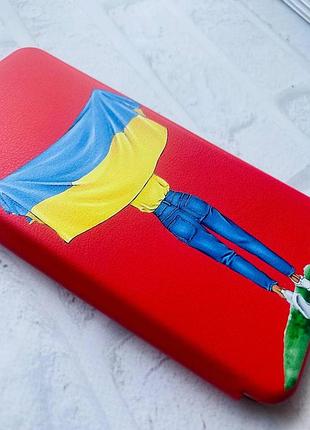 Чехол-книжка с рисунком для xiaomi redmi note 7 / note 7 pro красный :: девушка с флагом (принт 263) 2