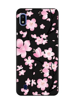Матовый чехол с черными боками на samsung galaxy a10 (2019) a105 :: цветущая сакура (принт 282)