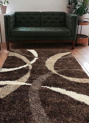 Ковер с длинным ворсом 2,0x3,0 м super lux shaggy dark brown 7368a