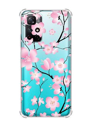 Чехол с утолщёнными углами для xiaomi redmi note 11 4g :: цветущая сакура (принт 282)