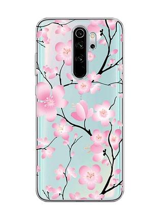 Прозрачный чехол на xiaomi redmi note 8 pro :: цветущая сакура (принт 282)