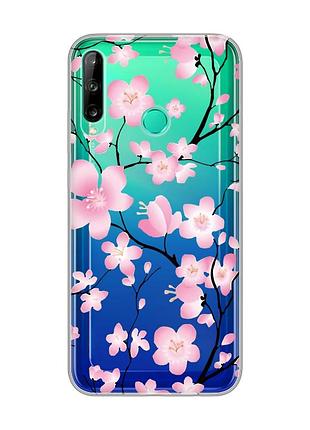 Прозрачный чехол для huawei р40 lite e / y7p :: цветущая сакура (принт 282)