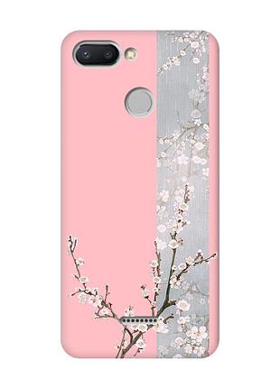 Матовий чохол з рожевими боками на xiaomi redmi 6 :: квітуча сакура (принт 285)