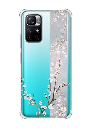 Чехол с утолщёнными углами для xiaomi redmi note 11 4g :: цветущая сакура (принт 285)