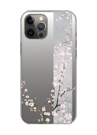 Прозрачный чехол на iphone 12 pro max :: цветущая сакура (принт 285)