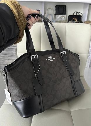 Женская сумка coach, сумка коач, сумка шоппер, вместительная сумка, офисная сумка, shopper, шопер шоколадний