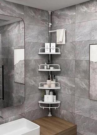 Кутова полиця чотириярусна для ванної кімнати multi corner shelf ave стійка кутова органайзер