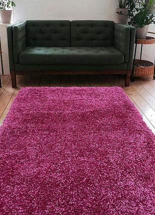 Килим із довгим ворсом 1,5x2,3 м super lux shaggy. pink 6365a