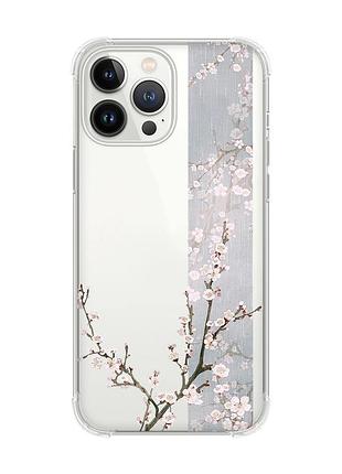 Чехол с утолщёнными углами на iphone 14 pro max :: цветущая сакура (принт 285)