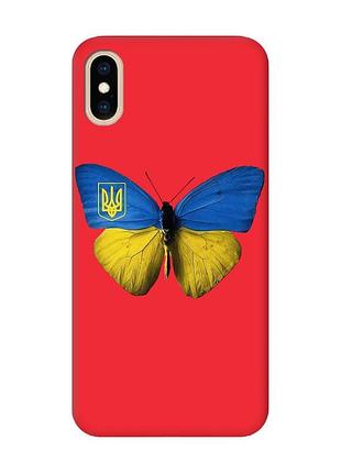 Матовий чохол з червоними боками на iphone xs max :: метелик україна (принт 255)