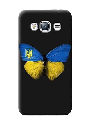 Матовый чехол с черными боками на samsung galaxy j3/j310 :: бабочка украина (принт 255)