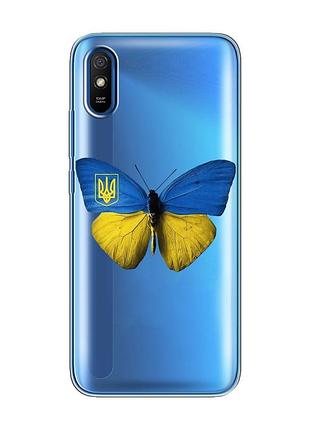 Прозрачный чехол на xiaomi redmi 9a :: бабочка украина (принт 255)