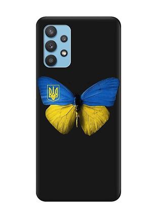 Матовый чехол с черными боками на samsung galaxy a32 :: бабочка украина (принт 255)