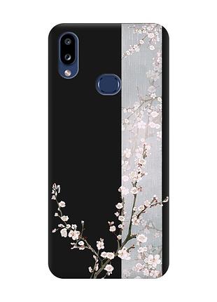 Матовый чехол на samsung galaxy a10ѕ a107 черный :: цветущая сакура (принт 285)