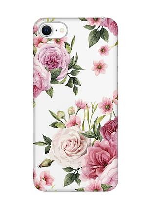 Прозрачный чехол на iphone se 2020 :: розовые цветы (принт 287)