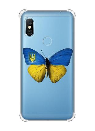 Чехол с утолщёнными углами для xiaomi redmi note 6 pro :: бабочка украина (принт 255)