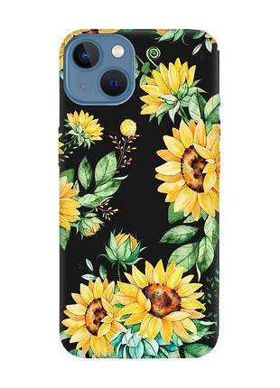 Матовий чохол з чорними боками на apple iphone 13 :: соняхи (принт 288)
