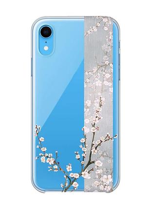 Прозрачный чехол на iphone xr :: цветущая сакура (принт 285)