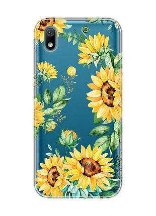 Прозорий чохол для huawei y5 2019 / honor 8s :: соняхи (принт 288)
