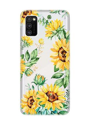 Прозрачный чехол на samsung galaxy a41 :: подсолнухи (принт 288)
